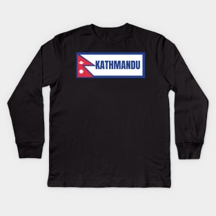 Kathmandu City in Nepal Flag Kids Long Sleeve T-Shirt